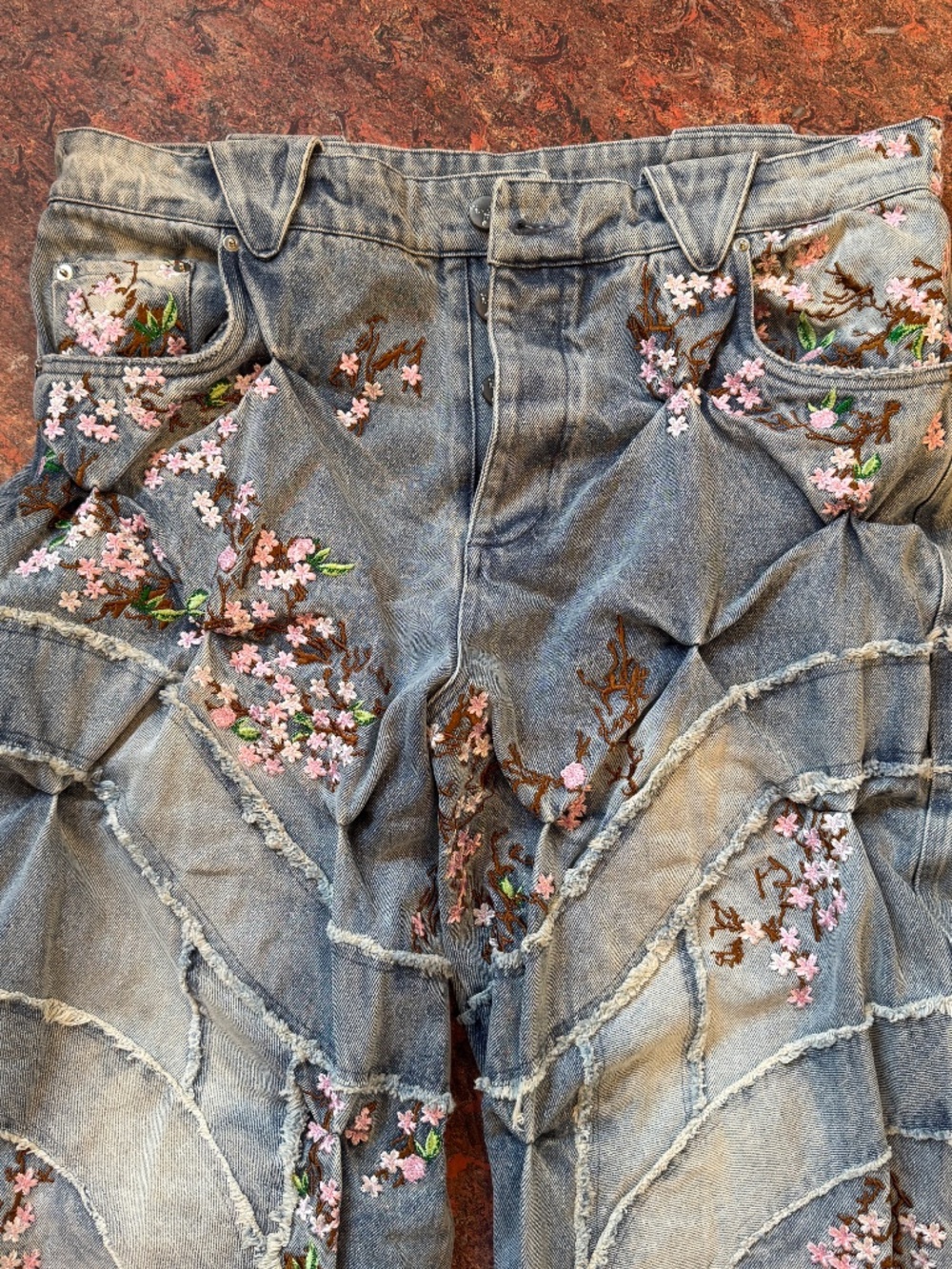 Badson Cherry Blossom Jeans Unisex Size XL - Picture 2 of 16
